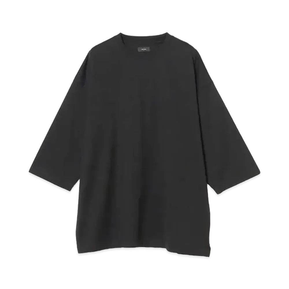 BEAMS Mercerized 3/4 Sleeve Crew Neck T-Shirt "Black"