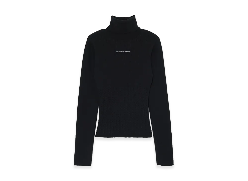 ANDMARY Women's Jacquard Turtleneck Tops "Black"