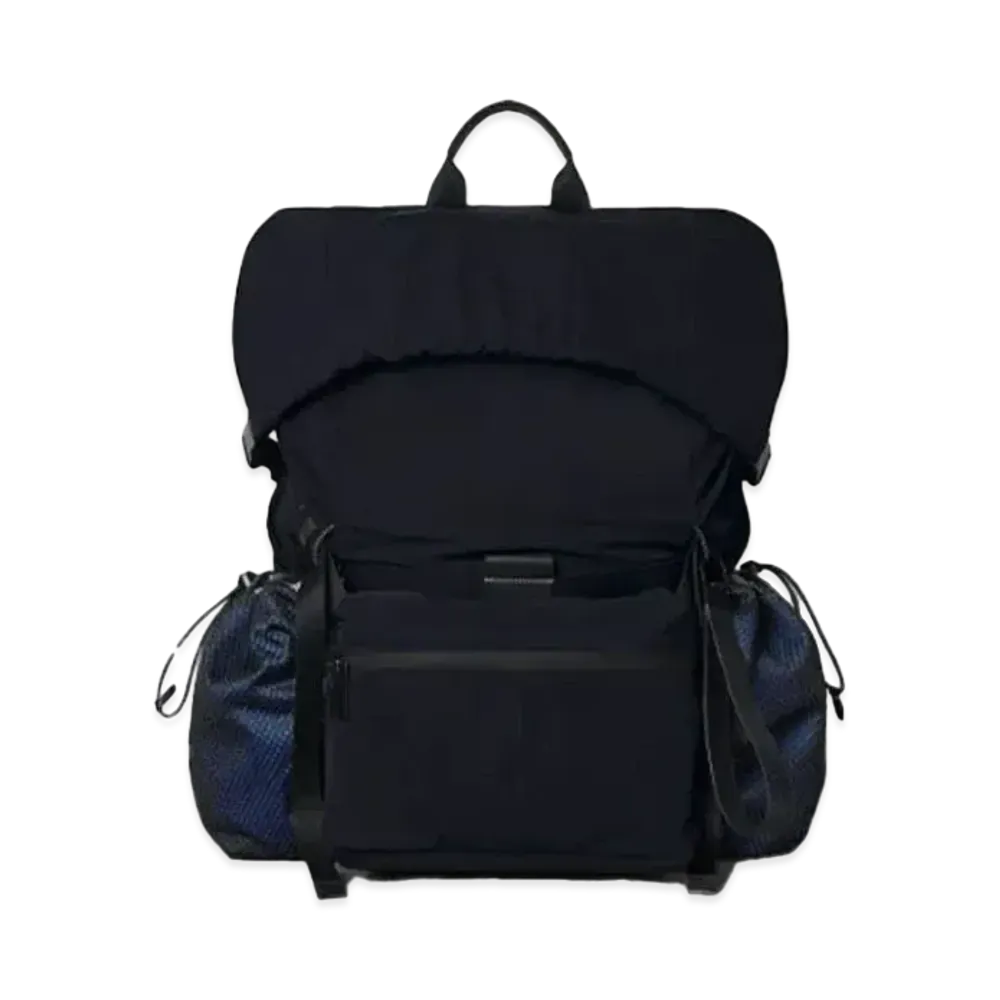 Bottega Veneta Medium Paperly Nylon Backpack "Black/Primary Blue"