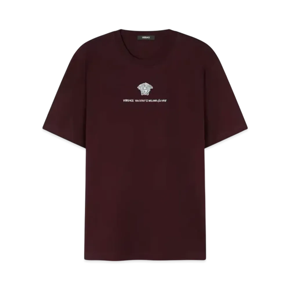 Versace Embroidered Medusa Milano T-Shirt "Burgundy"