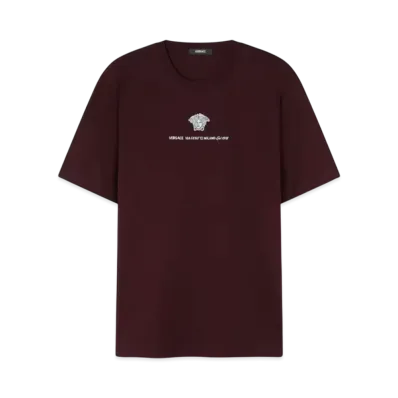 Versace Embroidered Medusa Milano T-Shirt "Burgundy"