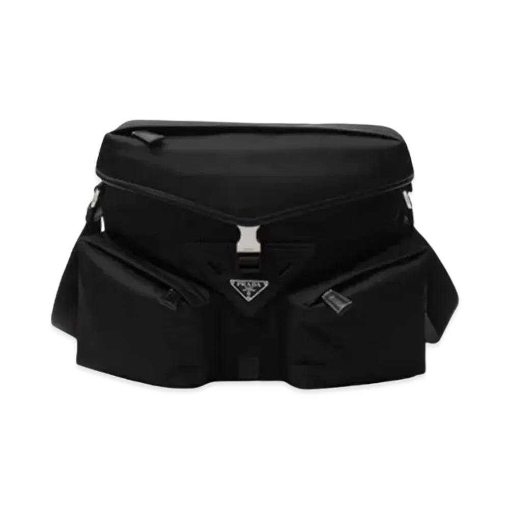 PRADA Re-Nylon and Leather Shoulder Bag "Black"