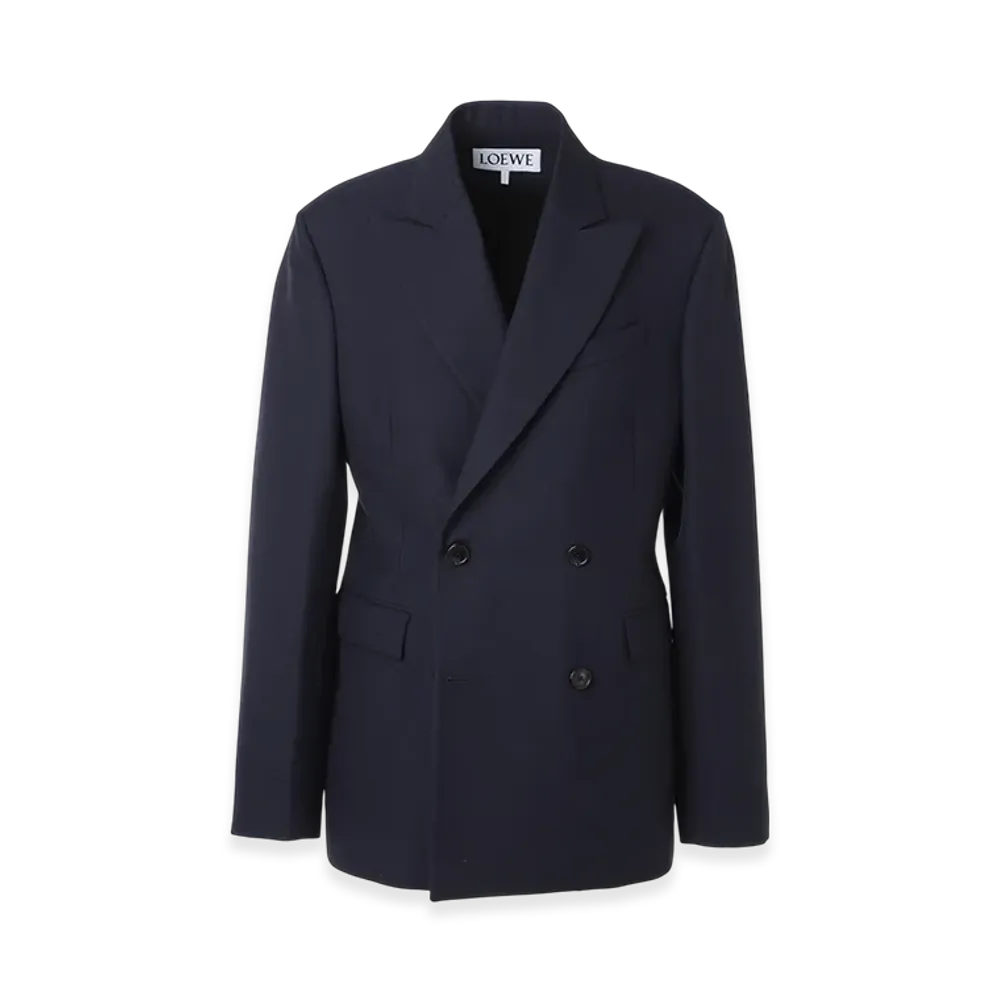 LOEWE Men's Double-Breasted Jacket "Navy Melange"