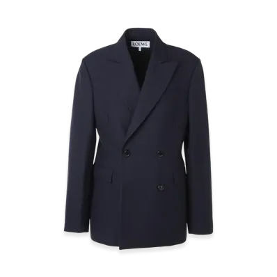 LOEWE Men's Double-Breasted Jacket "Navy Melange"