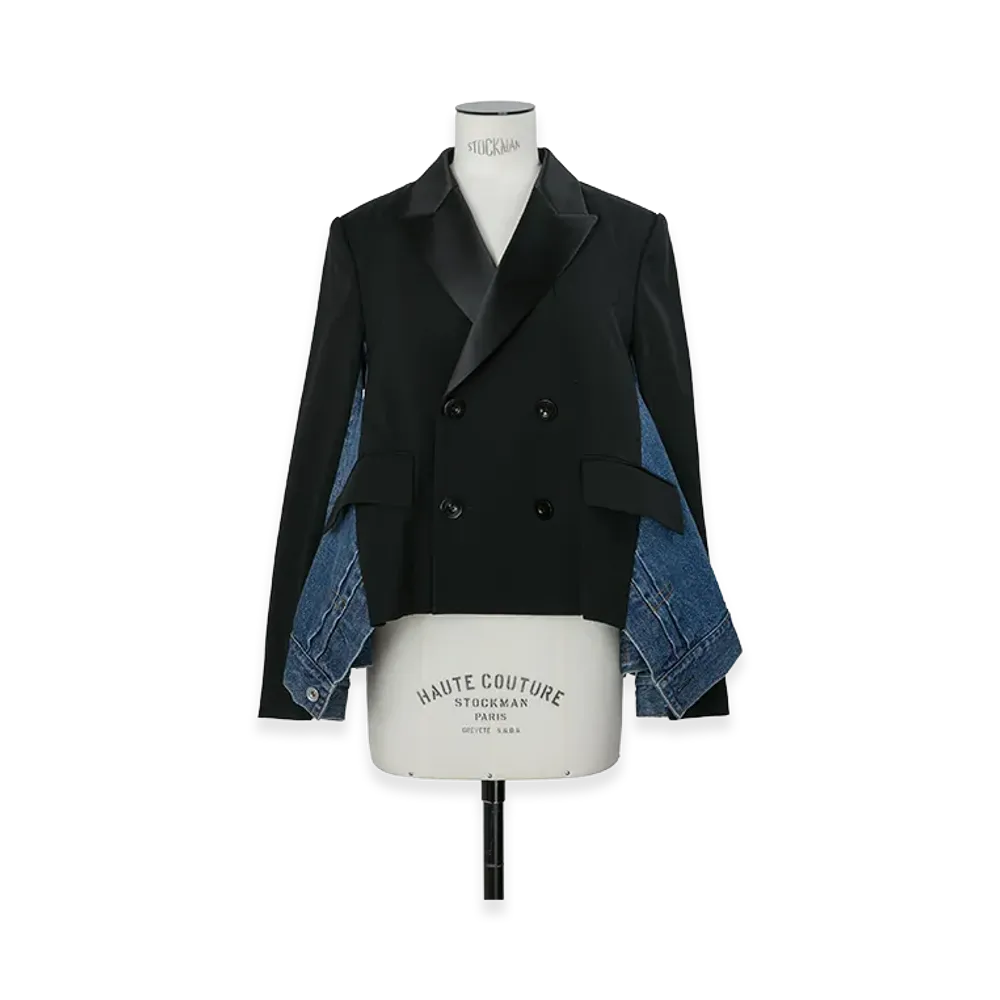 sacai Women's Wool Suiting x Denim Jacket "Black/Blue"
