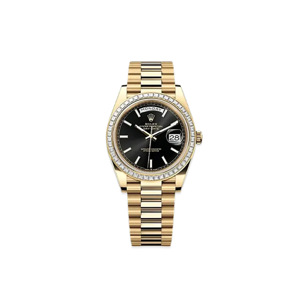 ROLEX Day-Date 40mm Yellow Gold Diamond 228398TBR "Bright Black"