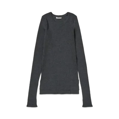 AURALEE Super Fine Wool High Gauge Rib Knit P/O "Top Charcoal"