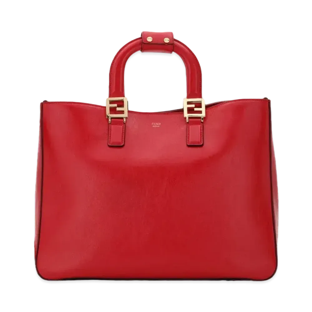 FENDI FF Tote Leather Tote Bag "Red"