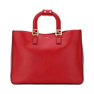 FENDI FF Tote Leather Tote Bag "Red"