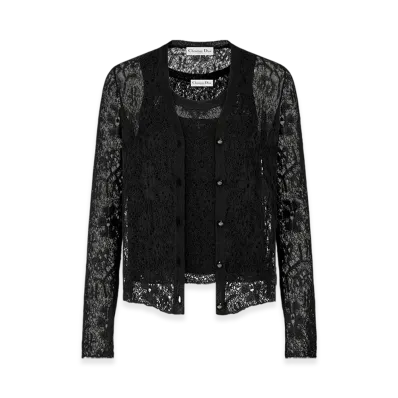 Dior Women's Twin-Set Linen Silk Cotton Lace "Black"