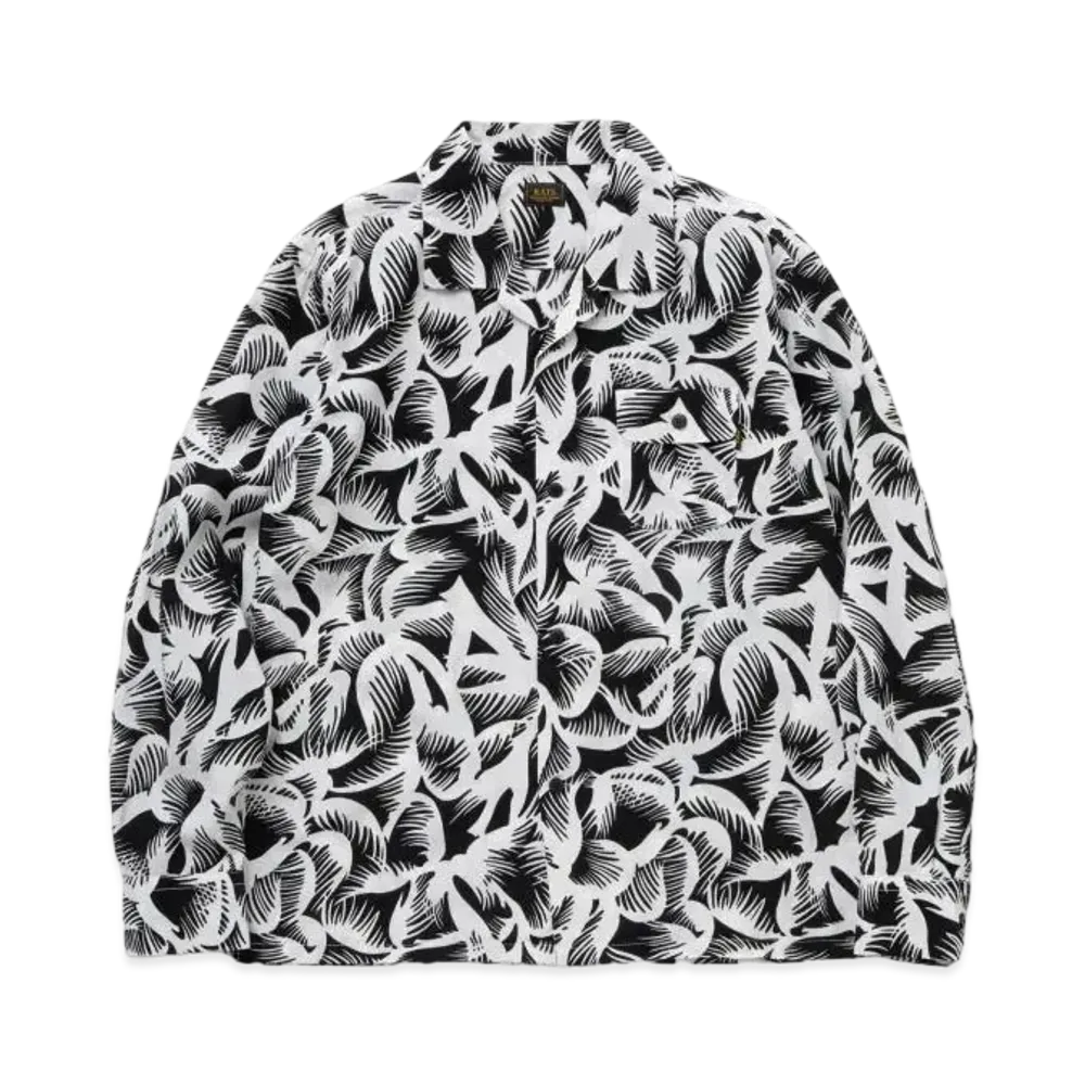 RATS Palm Tree Aloha Shirt "Black White"