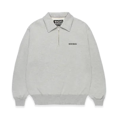 WACKO MARIA Heavy Weight Half Zip Sweat Shirt "Gray"