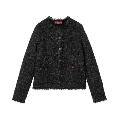 GUCCI Lame Woven Cardigan "Black"