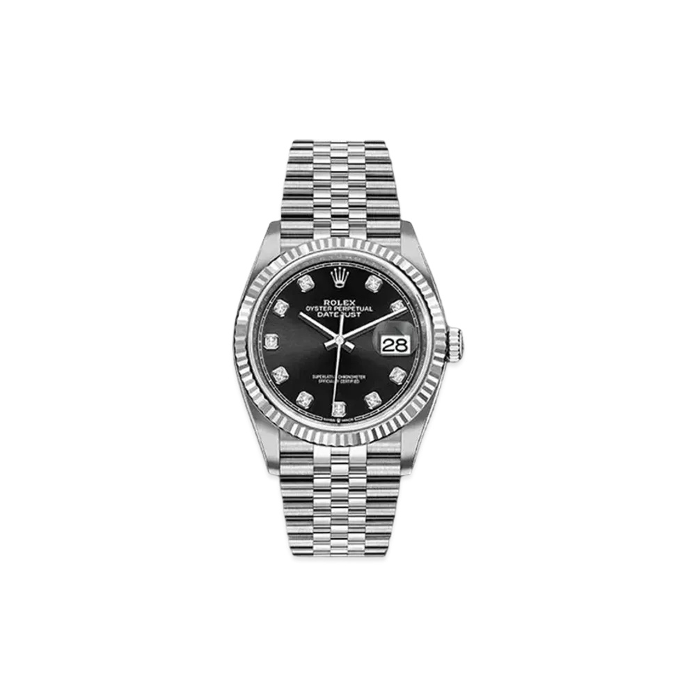 ROLEX Datejust 36 Black Dial 10P Diamonds 126234G