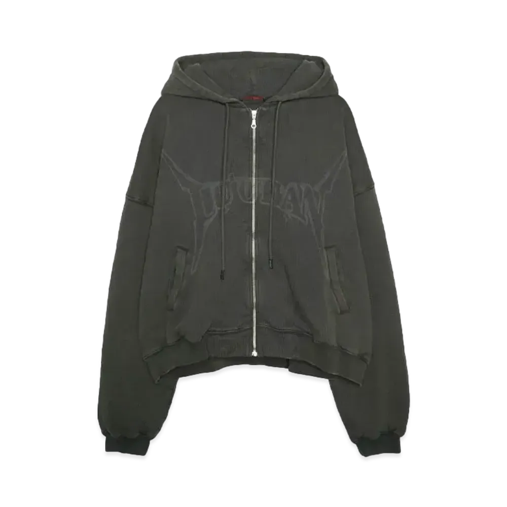 LU'U DAN WASHED OUT ZIP UP HOODIE "WASHED BLACK"
