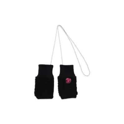HYSTERIC GLAMOUR See No Evil Boa Fingerless Gloves "Black"