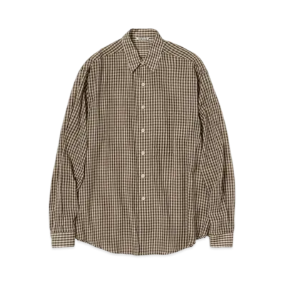 AURALEE Airy Light Cotton Check Big Shirt "Brown Gingham Check"