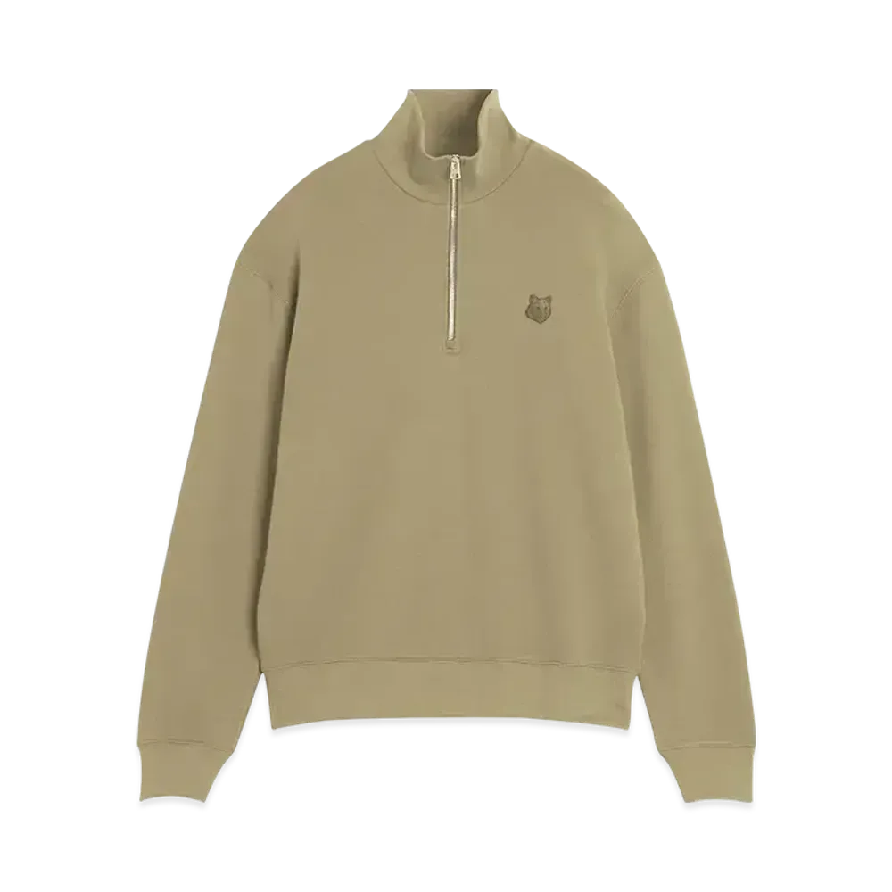 Maison Kitsune Bold Fox Head Patch Comfort Half Zip Sweatshirt "Cardamon"