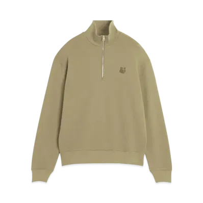 Maison Kitsune Bold Fox Head Patch Comfort Half Zip Sweatshirt "Cardamon"
