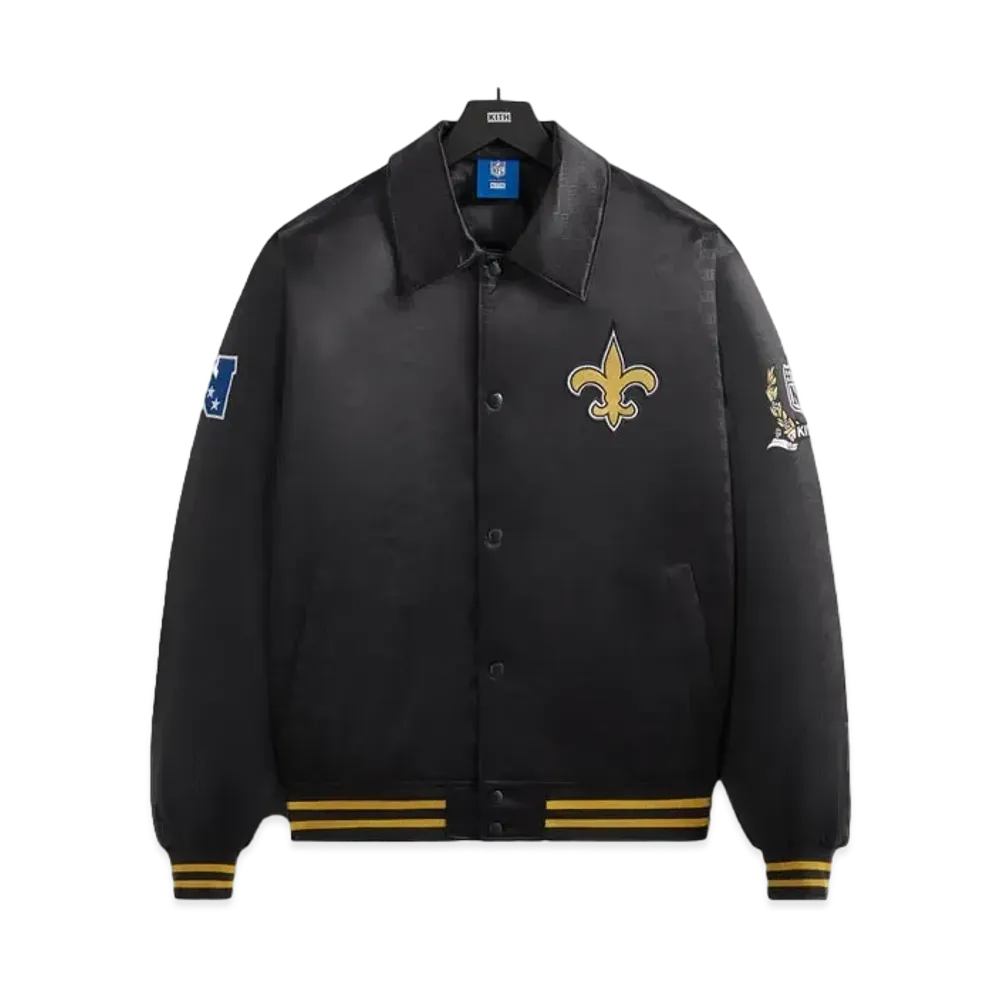 Kith x the NFL: Saints Satin Bomber Jacket "Black"