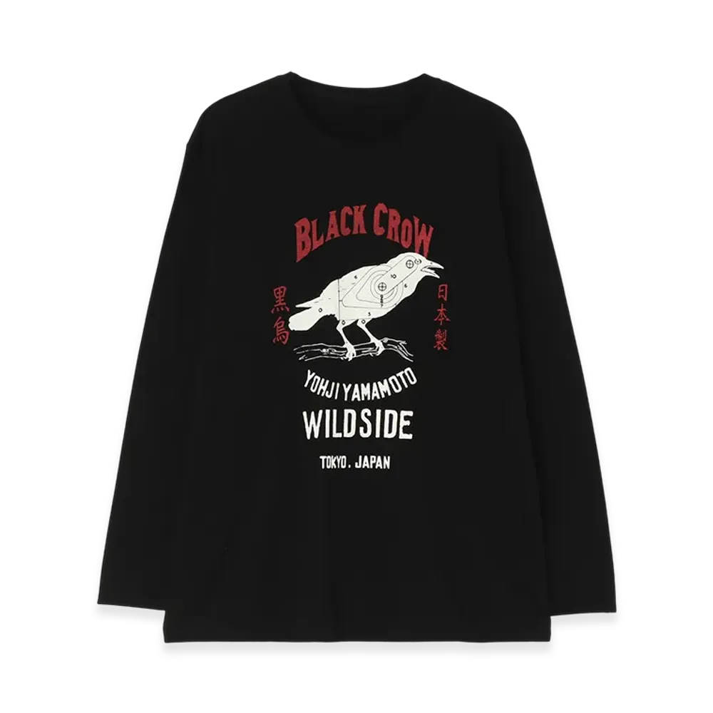 WILDSIDE YOHJI YAMAMOTO Wildside Black Crow Hunting Long Sleeve T-Shirt "Black"