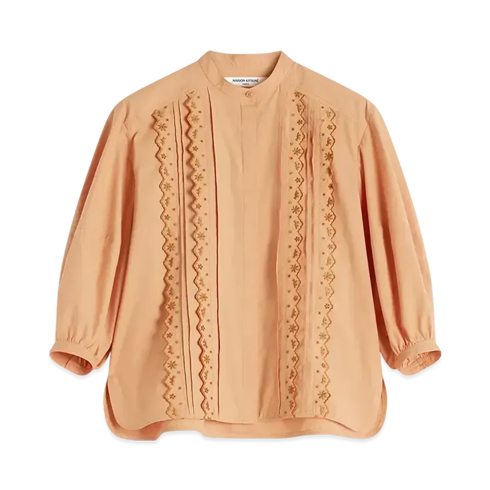 Maison Kitsune Craft Embroidery Maxi Sleeve Shirt "Saddle"