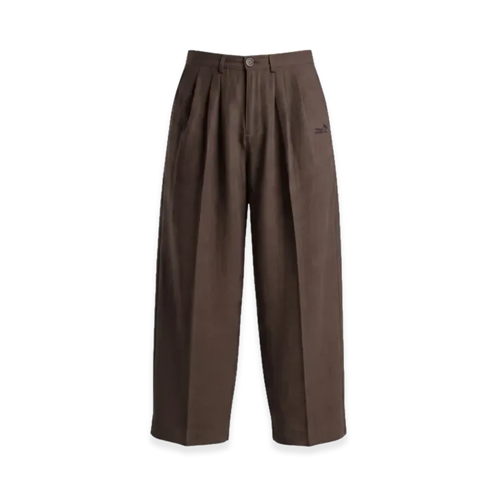 FEELS. Linen Two-Tucked Slacks "Brown"