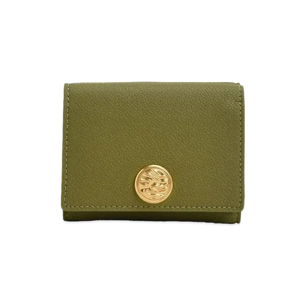 CHARLES & KEITH Blair Metallic Accent Short Wallet "Avocado"
