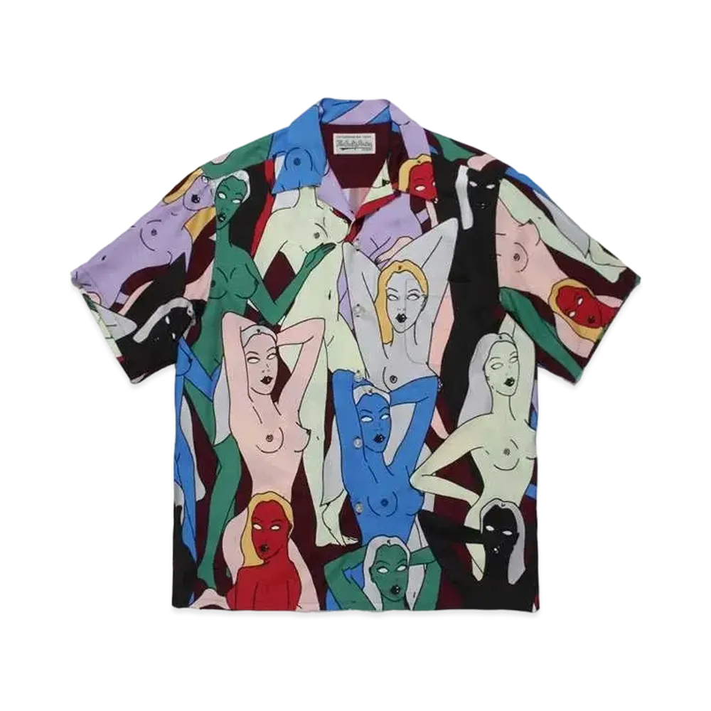 WACKO MARIA TENGOKUTOKYOHYAKUJOEZU HAWAIIAN SHIRT #1 "Bordeaux"