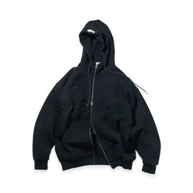 Reebok x NAUTICA Arch Logo Cardboard Knit Zip-Up Sweatshirt Hoodie "Black"