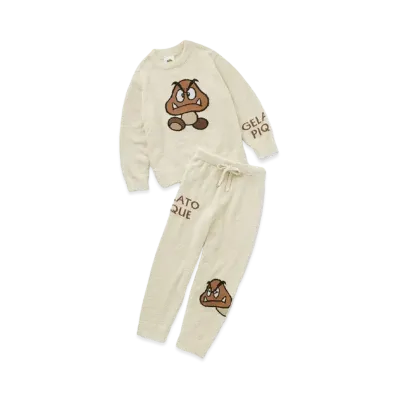 GELATO PIQUE x SUPER MARIO Ladies Baby Moco Jacquard Pullover & Long Pants Set "Beige"