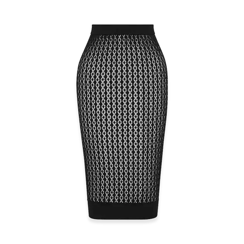 Saint Laurent Midi Skirt In Pointelle Knit "Black"