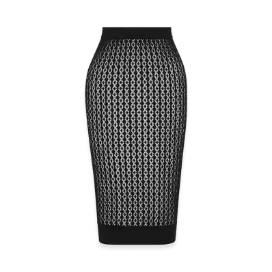Saint Laurent Midi Skirt In Pointelle Knit "Black"