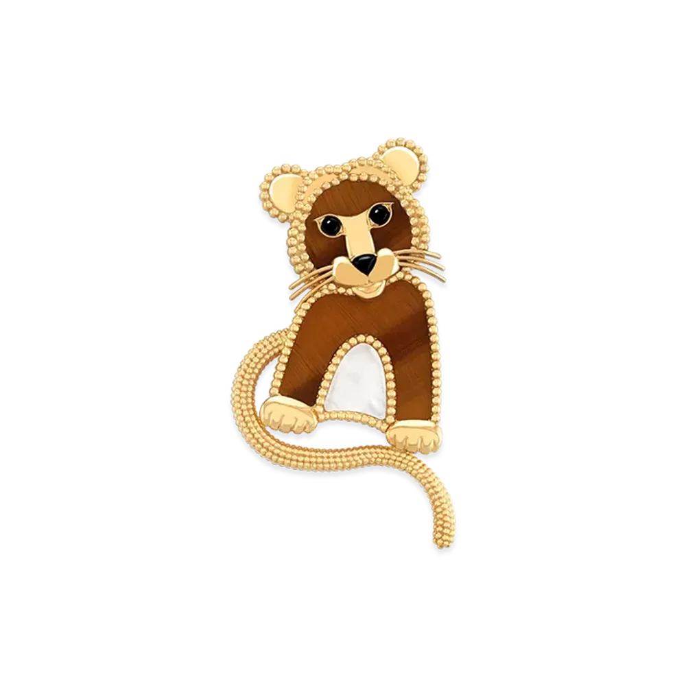 Van Cleef & Arpels Lucky Animals Tiger clip "18K Yellow gold/Onyx/Tiger's eye/Mother-of-pearl"