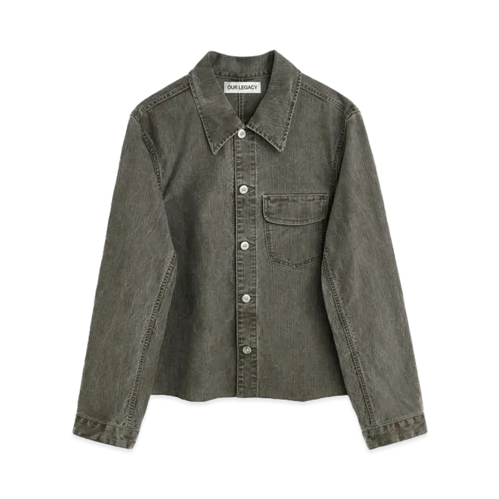 OUR LEGACY Cut Rebirth Jacket Pigment Coated Weave "Olive "