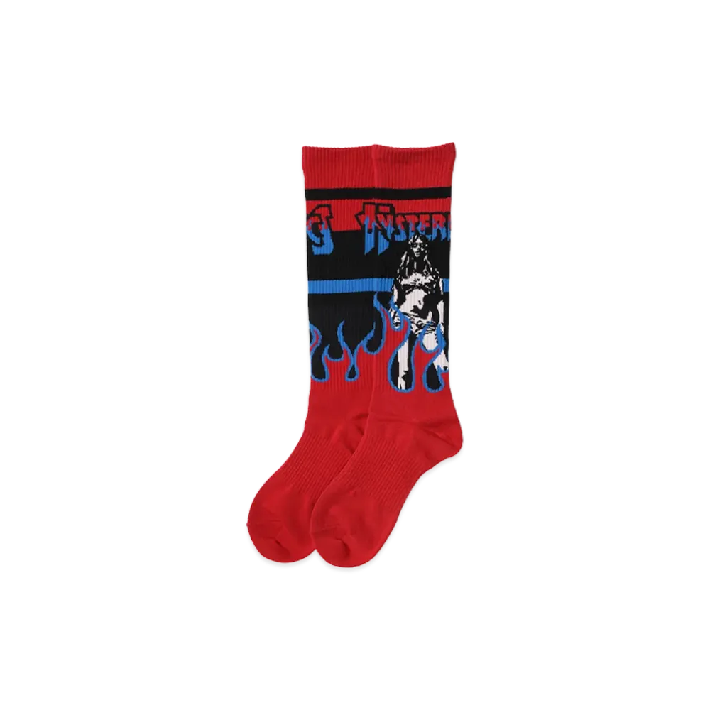 HYSTERIC GLAMOUR Women's Bad Ass Mama Sports Socks "Red"