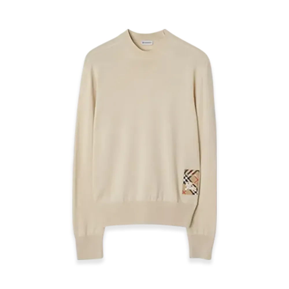 Burberry Check Label Wool Sweater "Nutmeg"