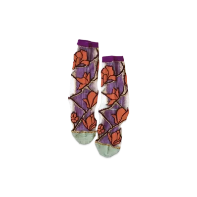KAPITAL 200 Magnolia See Through Socks "Purple"