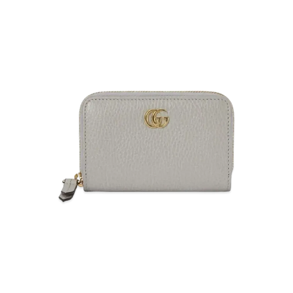 GUCCI GG Marmont Zip Around Wallet "Light Grey/Light Pink"