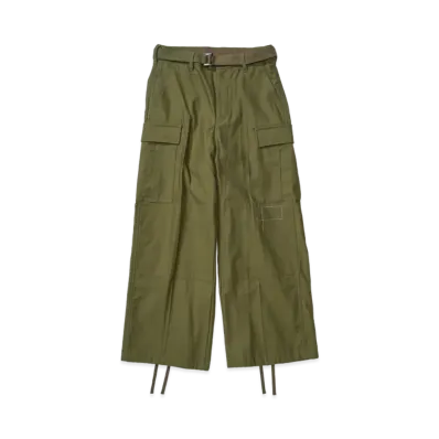 WTAPS x sacai Cotton Back Satin Pants 01 / Trousers / Cotton Back Satin "Olive Drab"