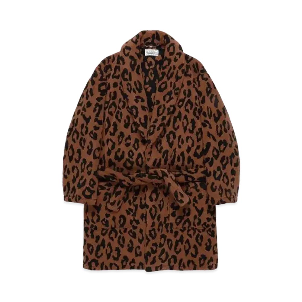 WACKO MARIA LEOPARD JACQUARD GOWN COAT "Brown"