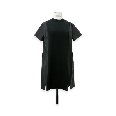 sacai Poplin x Knit Dress "Black"