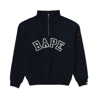 A BATHING APE Bape Applique Half Zip Sweater "Navy"