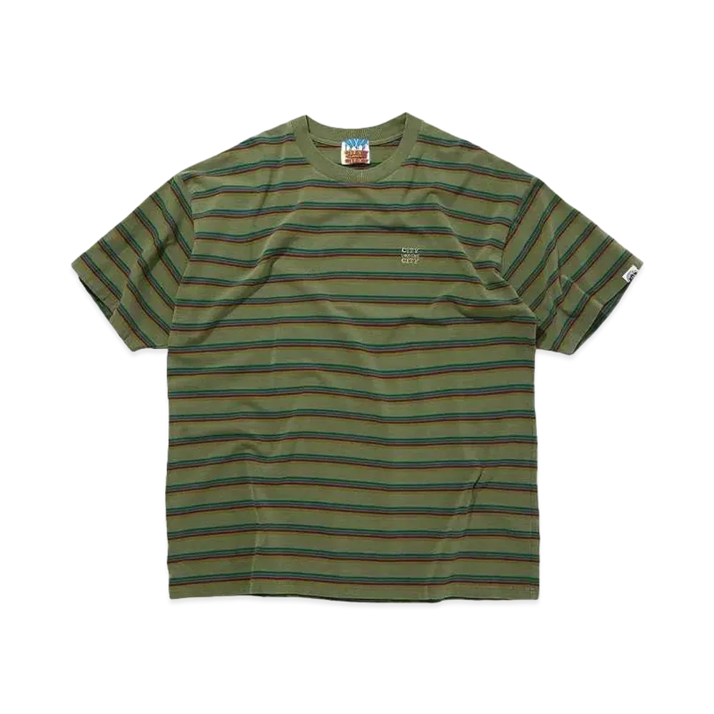 CITY COUNTRY CITY EMBROIDERED LOGO OVERDYE BORDER S/S T-SHIRT "OLIVE"