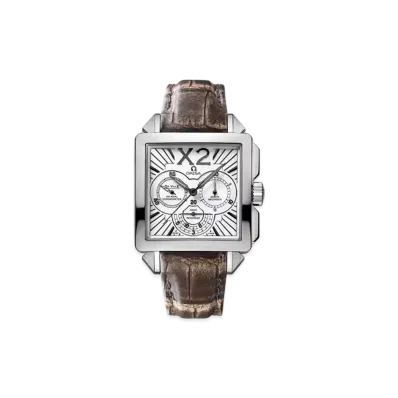 OMEGA De Ville Co-Axial Chronograph 37MM x 37MM Leather Strap "Stainless Steel/White/Brown" 423.13.37.50.02.001