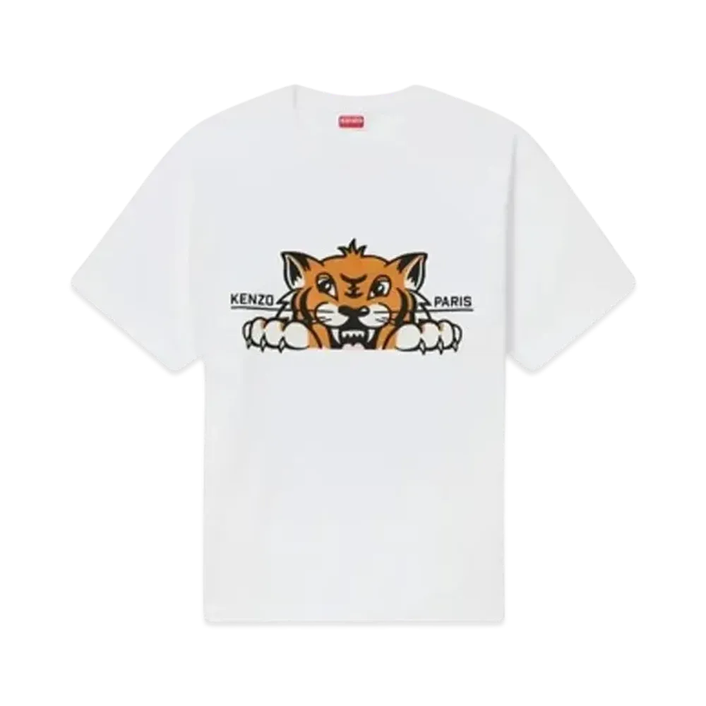 KENZO 'Happy Tiger' Embroidery Oversize T-shirt "Off White"