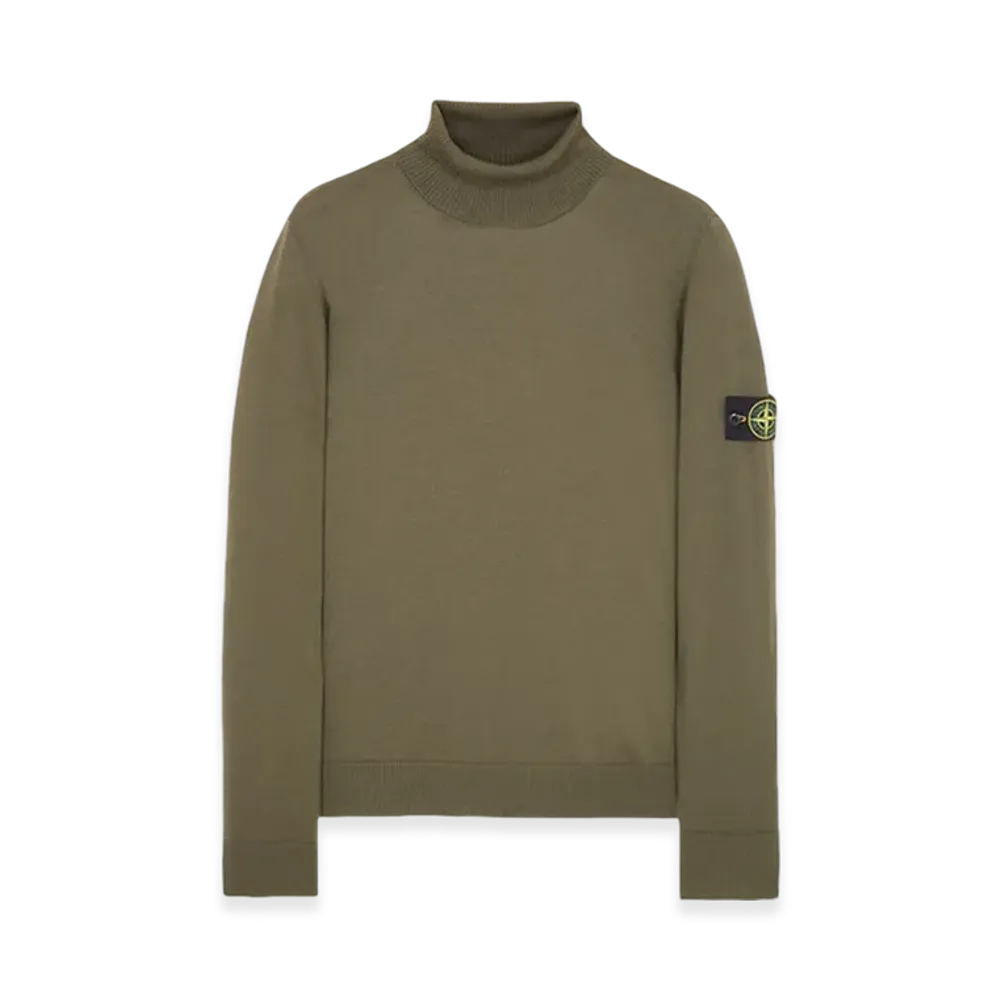 Stone Island 525C4 Stocking Stitch Pure Light Wool Turtleneck Knit - 23FW "Olive Green"
