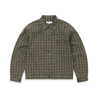 thisisneverthat Washed Check Trucker Jacket "Brown"