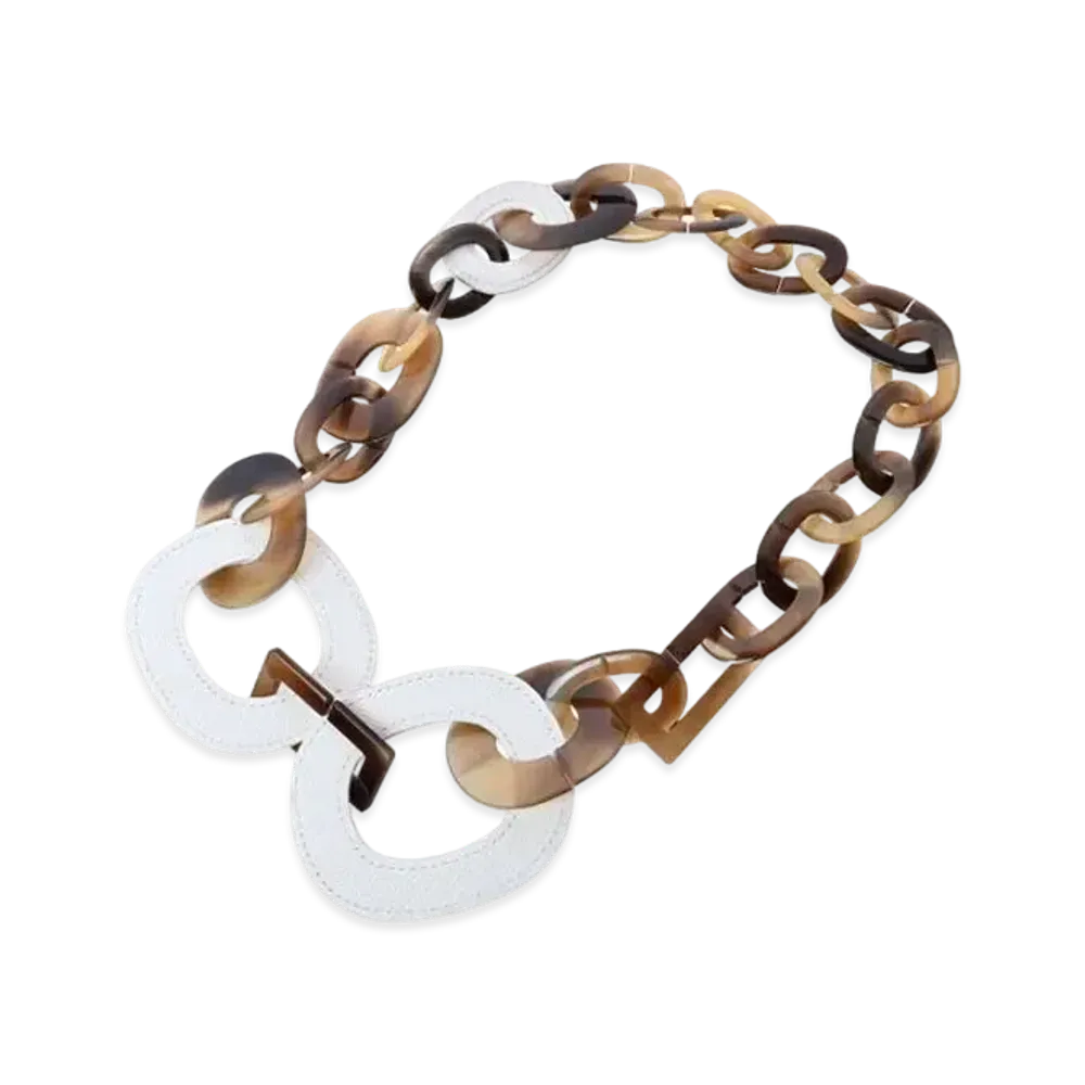 Hermes Duncan Necklace Buffalo Horn Leather