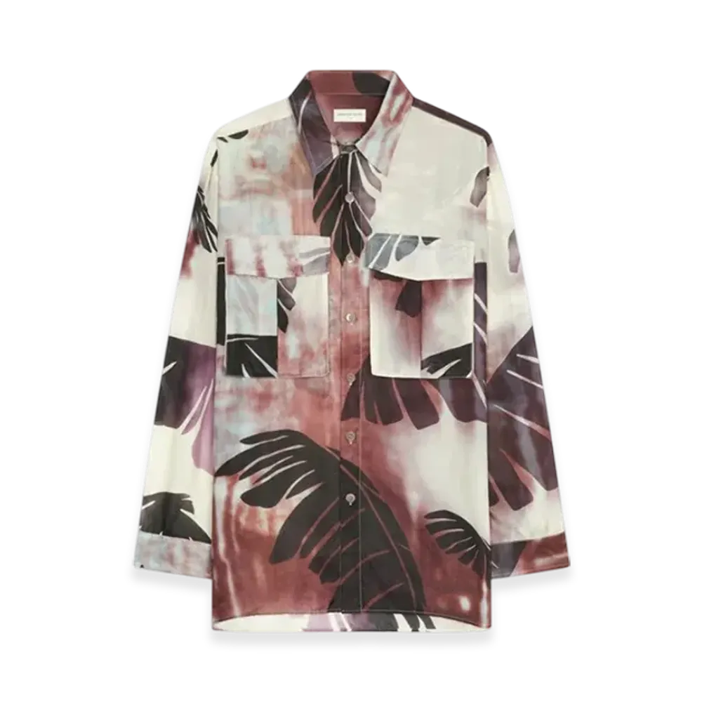 DRIES VAN NOTEN Silk Utility Shirt "Burgundy"